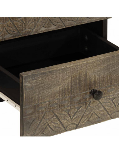 Comodini 2pz Grigio Chiaro 40x33x46 cm in Legno Massello Mango