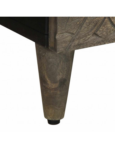 Comodini 2pz Grigio Chiaro 40x33x46 cm in Legno Massello Mango