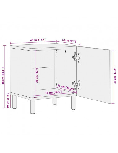 Comodini 2pz Marrone 40x33x46 cm in Legno Massello di Mango