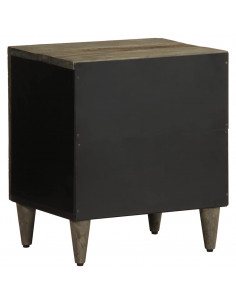 Comodino Grigio Chiaro 40x33x46 cm in Legno Massello di Mango