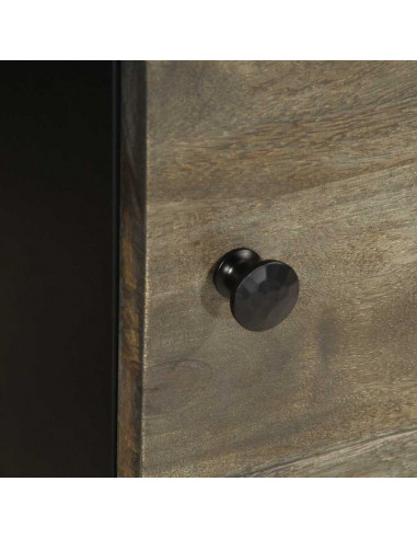 Comodino Grigio Chiaro 40x33x46 cm in Legno Massello di Mango