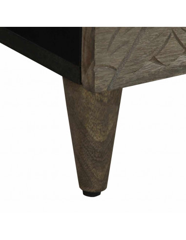 Comodino Grigio Chiaro 40x33x46 cm in Legno Massello di Mango