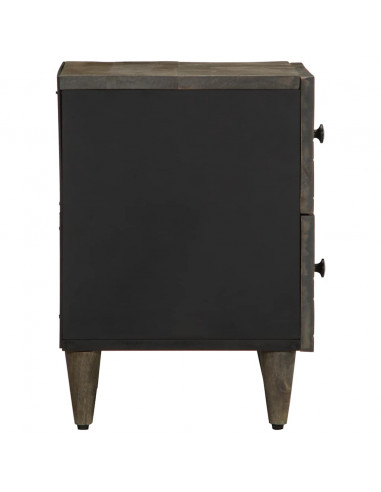 Comodino Grigio Chiaro 40x33x46 cm in Legno Massello di Mango