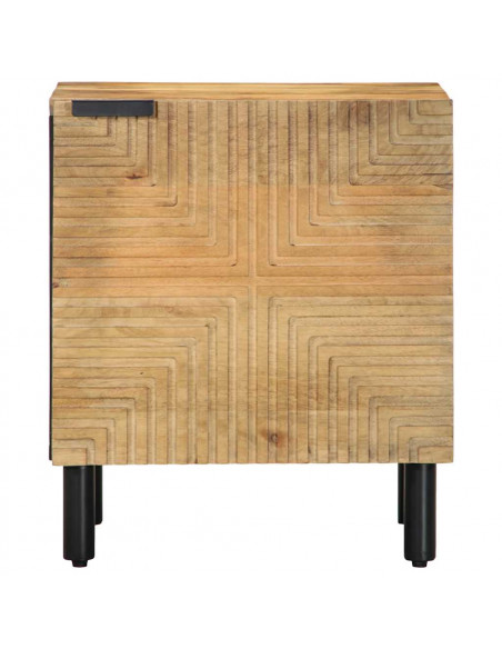 Comodino Marrone 40x33x46 cm in Legno Massello di Mango