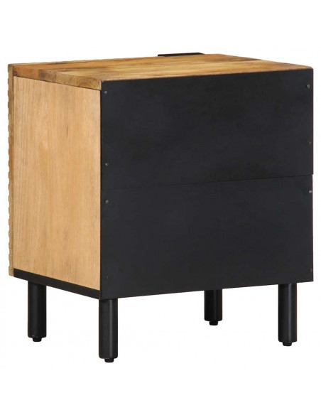 Comodino Marrone 40x33x46 cm in Legno Massello di Mango