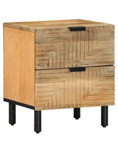 Comodino Marrone 40x33x46 cm in Legno Massello di Mango