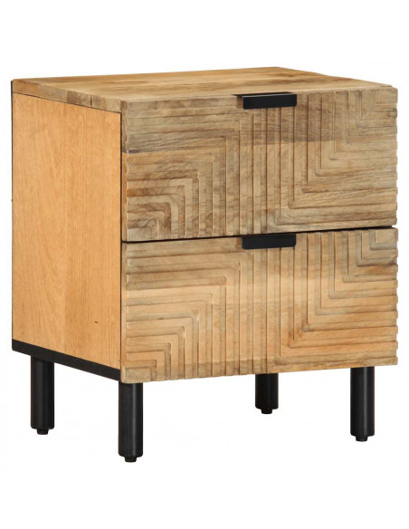 Comodino Marrone 40x33x46 cm in Legno Massello di Mango