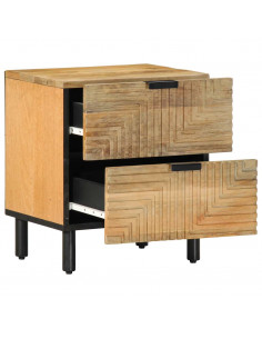 Comodino Marrone 40x33x46 cm in Legno Massello di Mango 2