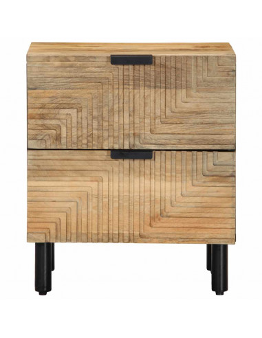 Comodino Marrone 40x33x46 cm in Legno Massello di Mango