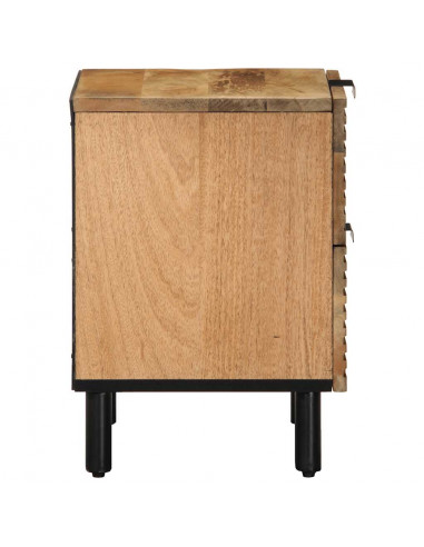 Comodino Marrone 40x33x46 cm in Legno Massello di Mango
