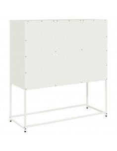 Credenza Bianca 100,5x39x107 cm in Acciaio Laminato a Freddo 2