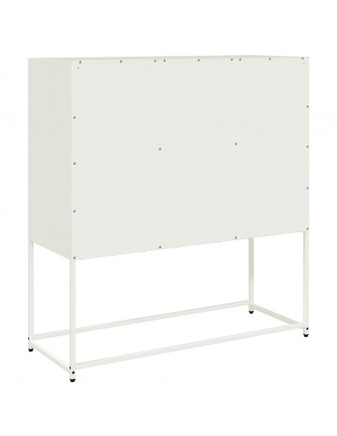 Credenza Bianca 100,5x39x107 cm in Acciaio Laminato a Freddo