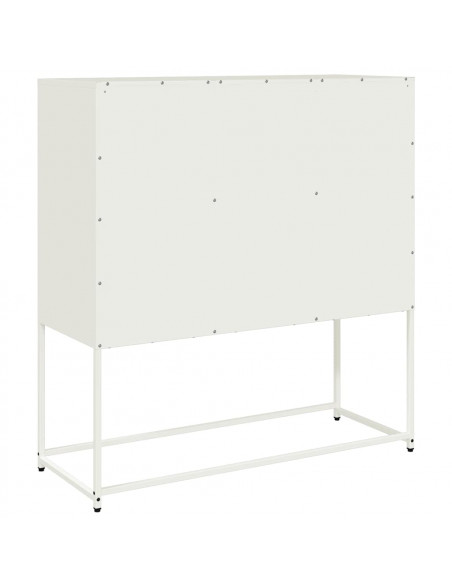 Credenza Bianca 100,5x39x107 cm in Acciaio Laminato a Freddo