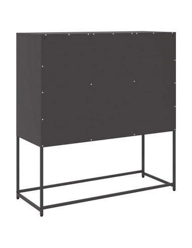 Credenza Nera 100,5x39x107 cm in Acciaio Laminato a Freddo
