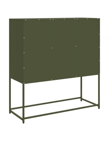 Credenza Verde Oliva 100,5x39x107 cm Acciaio Laminato a Freddo