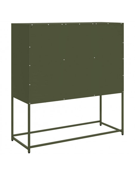Credenza Verde Oliva 100,5x39x107 cm Acciaio Laminato a Freddo