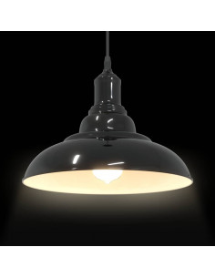 Lampada a Sospensione Regolabile E27 Nero Lucido Ø31 cm Metallo