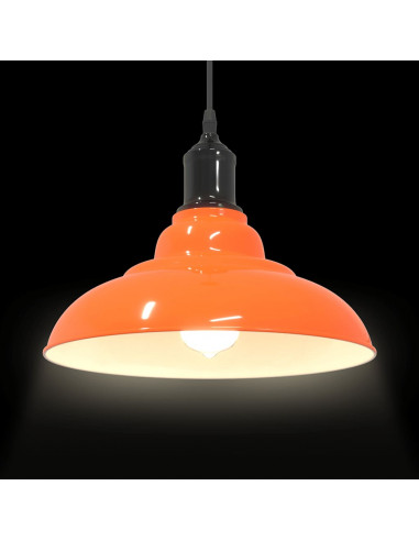 Lampada Sospensione Regolabile E27 Arancio Lucido Ø31cm Metallo