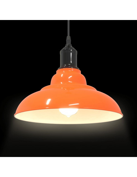Lampada Sospensione Regolabile E27 Arancio Lucido Ø31cm Metallo