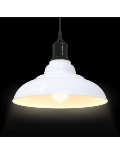 Lampada Sospensione Regolabile E27 Bianco Lucido Ø31cm Metallo
