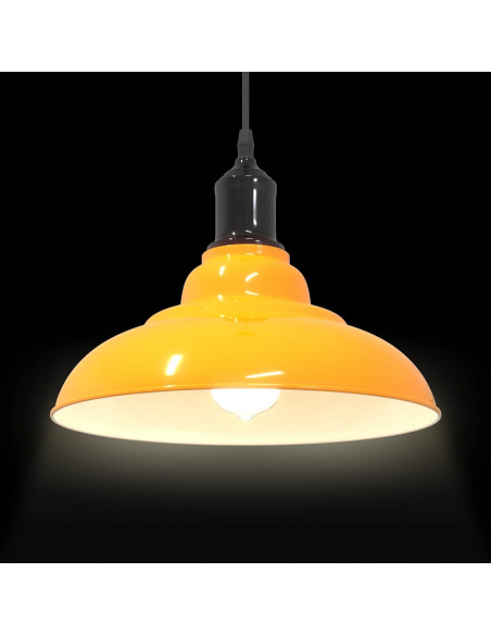 Lampada Sospensione Regolabile E27 Giallo Lucido Ø31 cm Metallo