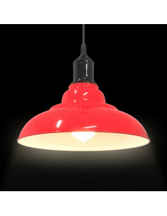 Lampada Sospensione Regolabile E27 Rosso Lucido Ø31 cm Metallo
