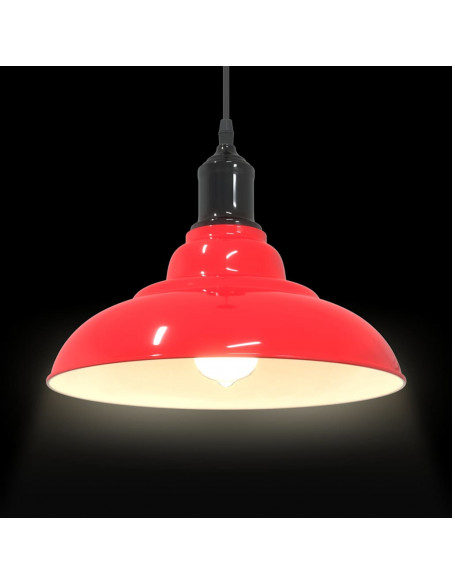 Lampada Sospensione Regolabile E27 Rosso Lucido Ø31 cm Metallo