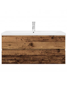 Mobile da Bagno con Lavabo Integrato e Rubinetto Legno Antico