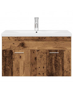 Mobile da Bagno con Lavabo Integrato e Rubinetto Legno Antico