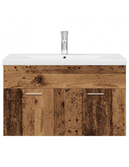 Mobile da Bagno con Lavabo Integrato e Rubinetto Legno Antico
