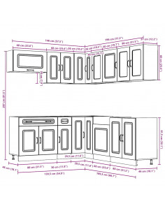 Set Mobili da Cucina 11 pz Kalmar Grigio Cemento in Truciolato