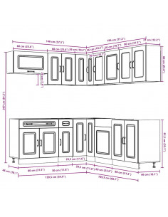 Set Mobili da Cucina 11 pz Kalmar Grigio Sonoma in Truciolato
