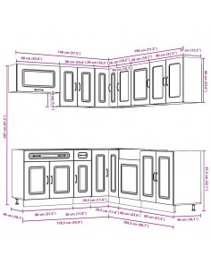 Set Mobili da Cucina 11 pz Kalmar Rovere Artigianale Truciolato