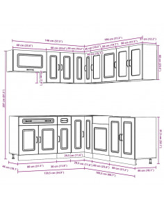 Set Mobili da Cucina 11 pz Kalmar Rovere Marrone in Truciolato