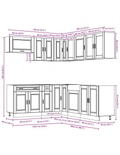 Set Mobili da Cucina 11 pz Porto Bianchi Lucido in Truciolato