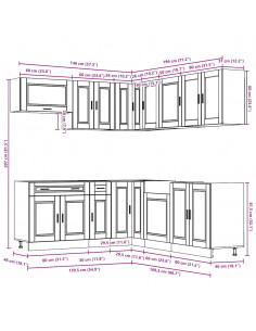 Set Mobili da Cucina 11 pz Porto Grigio Cemento in Truciolato