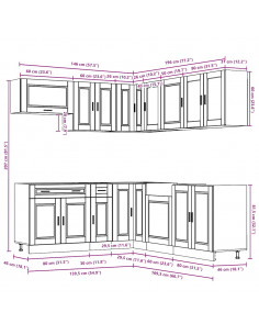 Set Mobili da Cucina 11 pz Porto Legno Antico in Truciolato