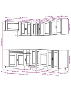 Set Mobili da Cucina 11 pz Porto Neri Legno Multistrato