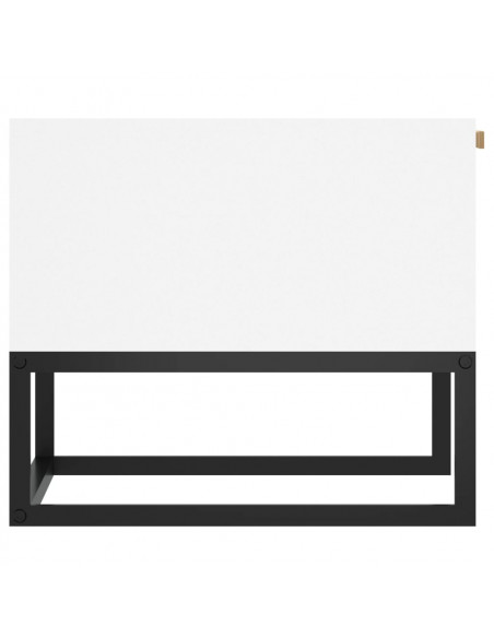 Tavolino da Salotto Bianco 80x40x35cm Legno Multistrato e Ferro
