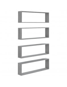 Mensole Cubo Muro 4pz Grigio Sonoma 100x15x30 Legno Multistrato 2