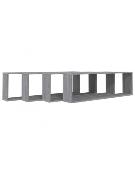 Mensole Cubo Muro 4pz Grigio Sonoma 100x15x30 Legno Multistrato