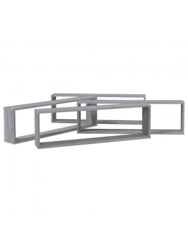 Mensole Cubo Muro 4pz Grigio Sonoma 100x15x30 Legno Multistrato