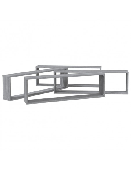 Mensole Cubo Muro 4pz Grigio Sonoma 100x15x30 Legno Multistrato