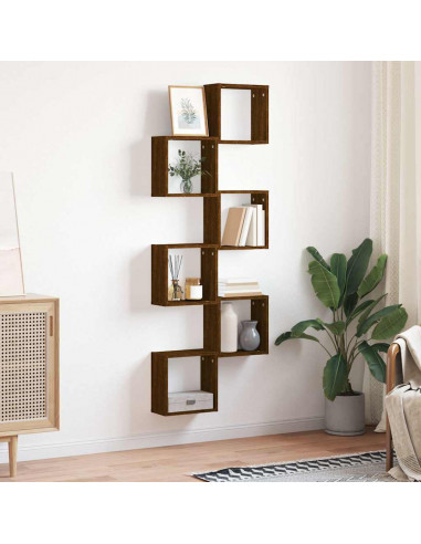 Mensole a Cubo 6 pz Rovere Marrone 30x15x30 cm