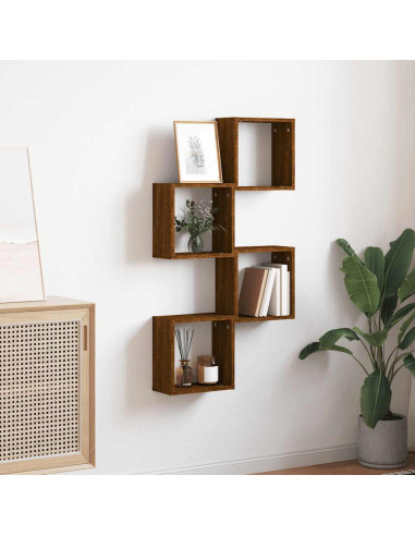 Mensole a Cubo 4 pz Rovere Marrone 30x15x30 cm