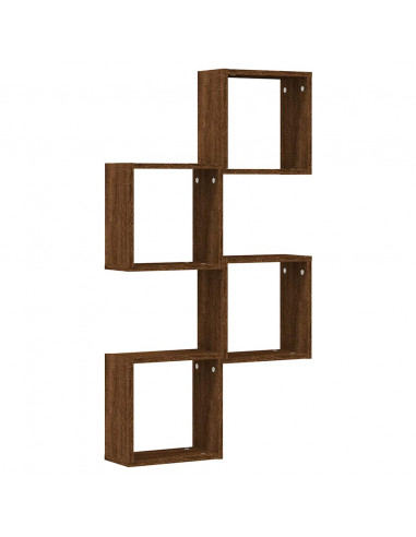 Mensole a Cubo 4 pz Rovere Marrone 30x15x30 cm