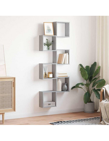 Mensole Parete a Cubo 6 pz Grigio Sonoma 30x15x30 cm