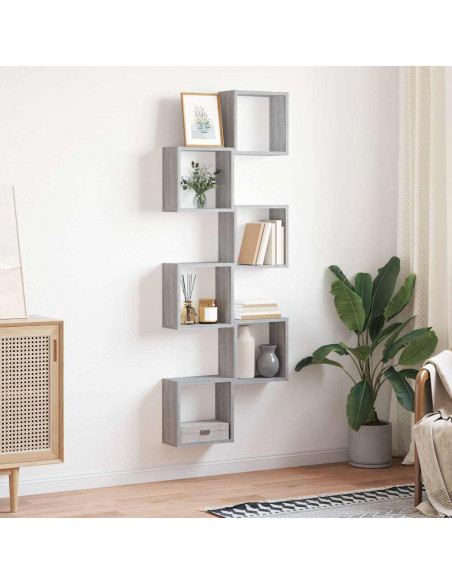 Mensole Parete a Cubo 6 pz Grigio Sonoma 30x15x30 cm