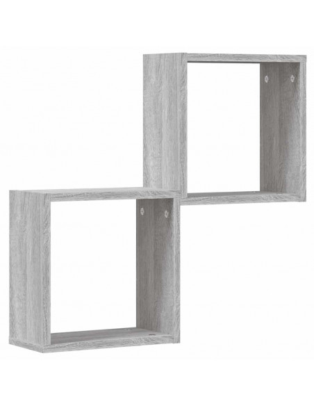 Mensole Parete a Cubo 2 pz Grigio Sonoma 30x15x30 cm