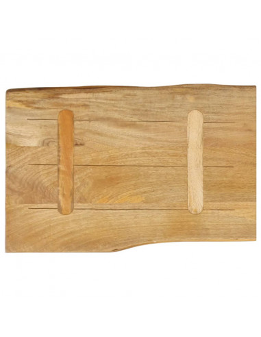 Piano Tavolo 50x40x2,5 cm Bordi Vivi in Legno Massello di Mango
